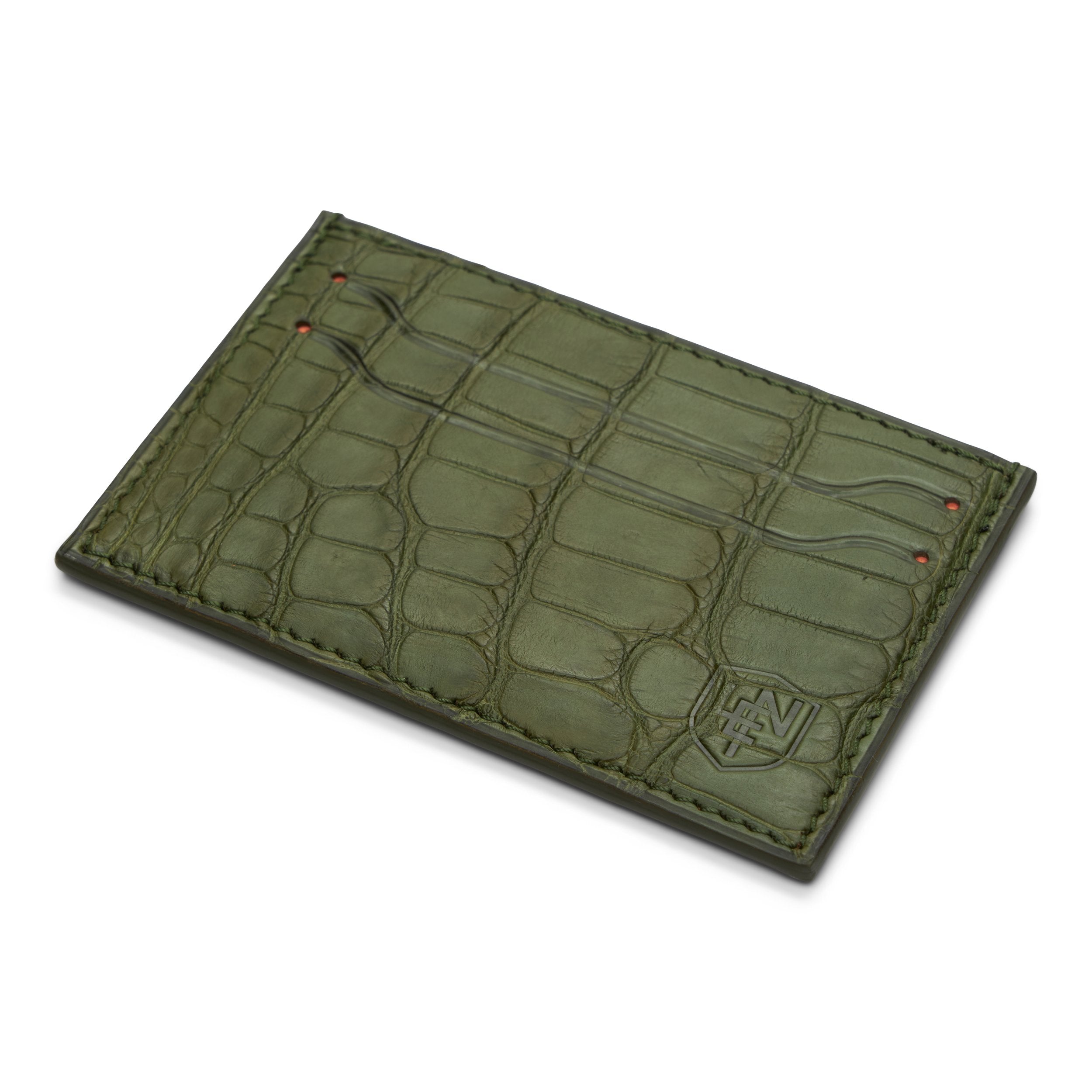 American Alligator Card Case - Olive