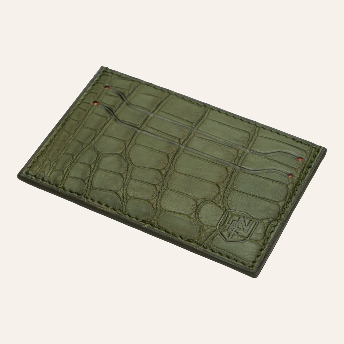 American Alligator Card Case - Olive