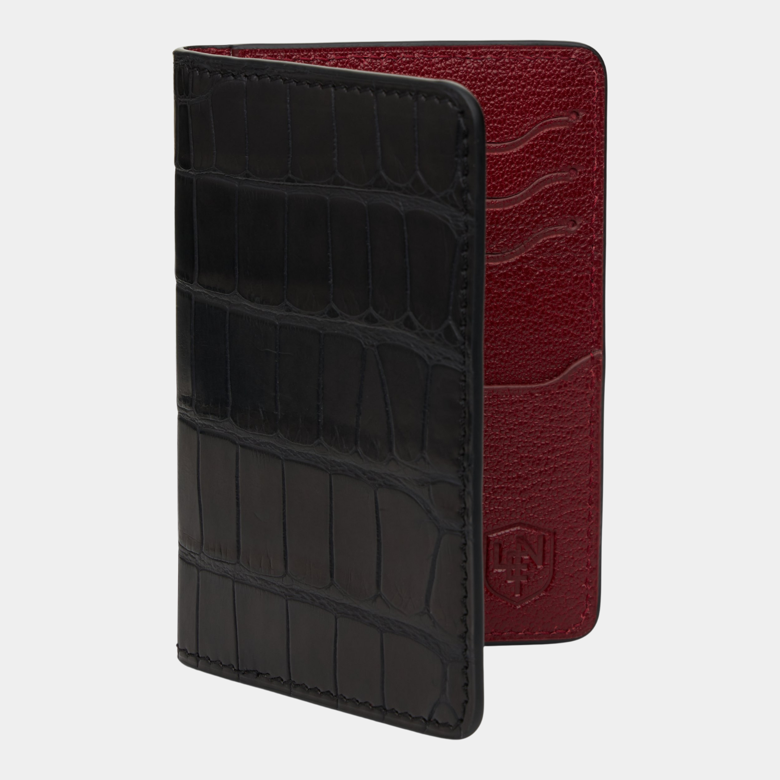 American Alligator Sport Bifold - Black & Oxblood