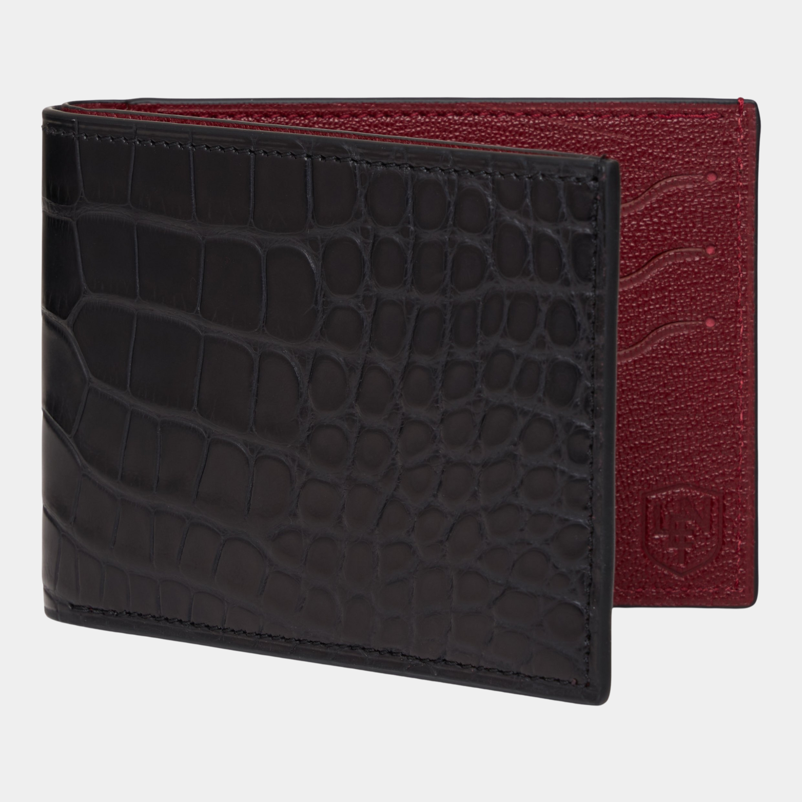 American Alligator Bifold w/ matte finish - Black & Blood