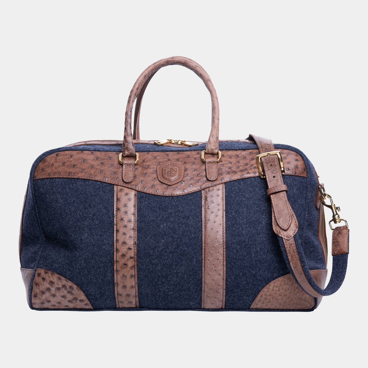 Wool & Ostrich Duffel Bag in Heather Blue