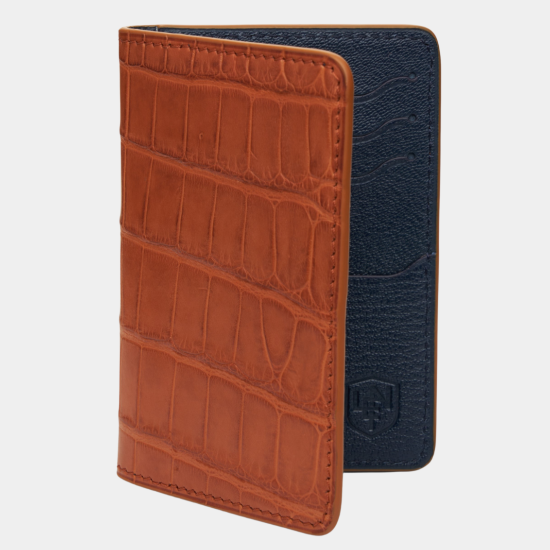 American Alligator Sport Organizer - Cognac & Navy