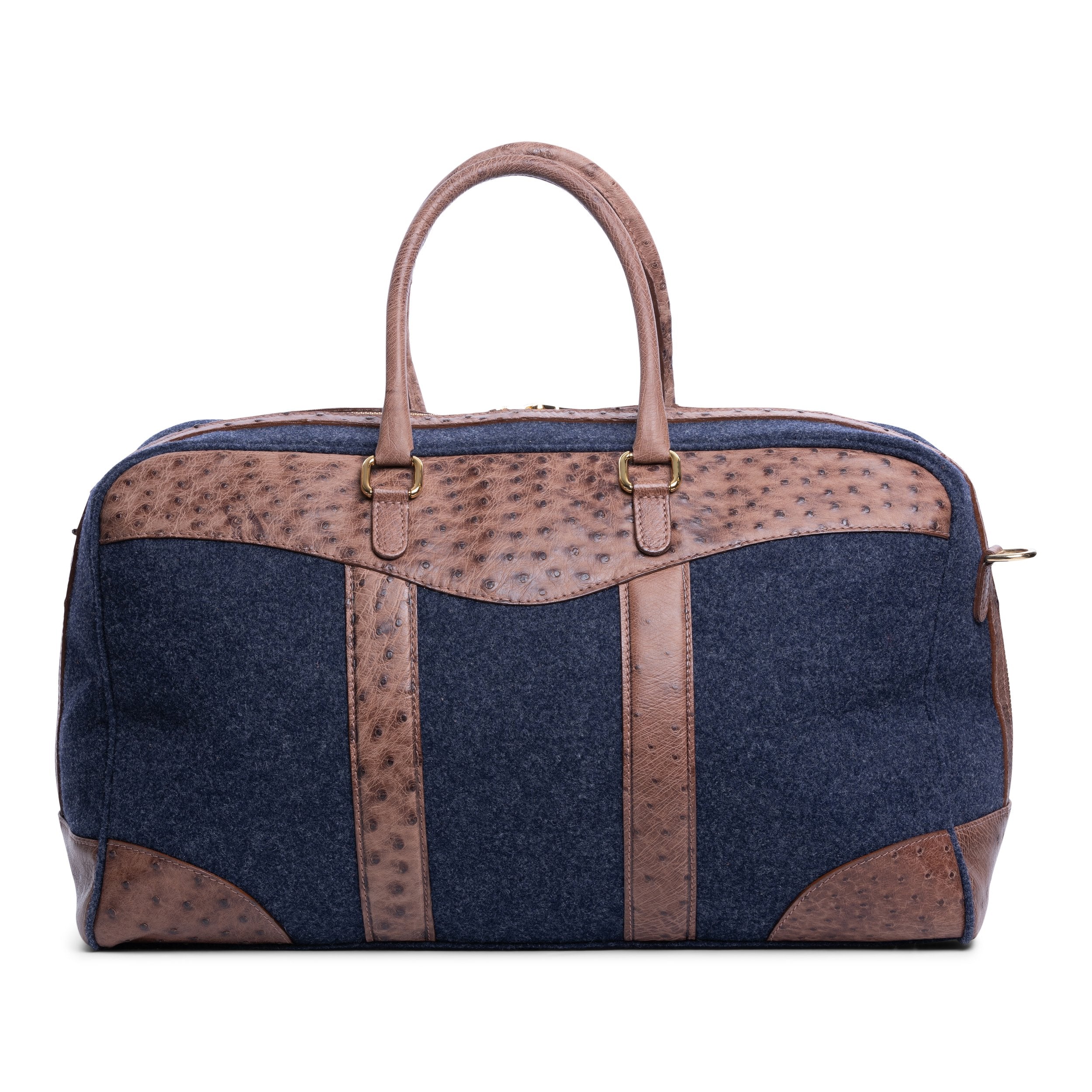 Wool & Ostrich Duffel Bag in Heather Blue