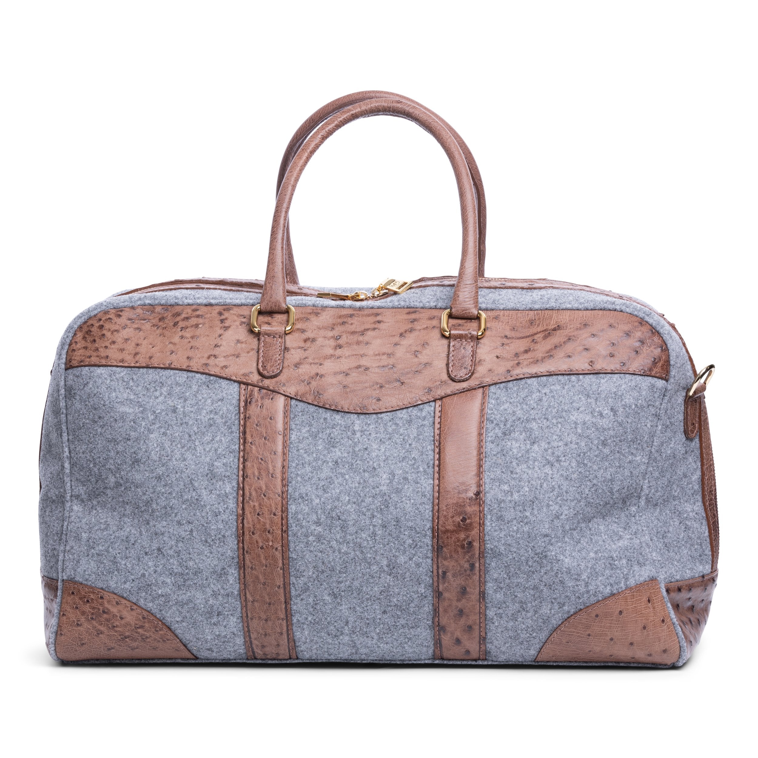 Wool & Ostrich Full Zip Duffel Bag in Oxford Grey