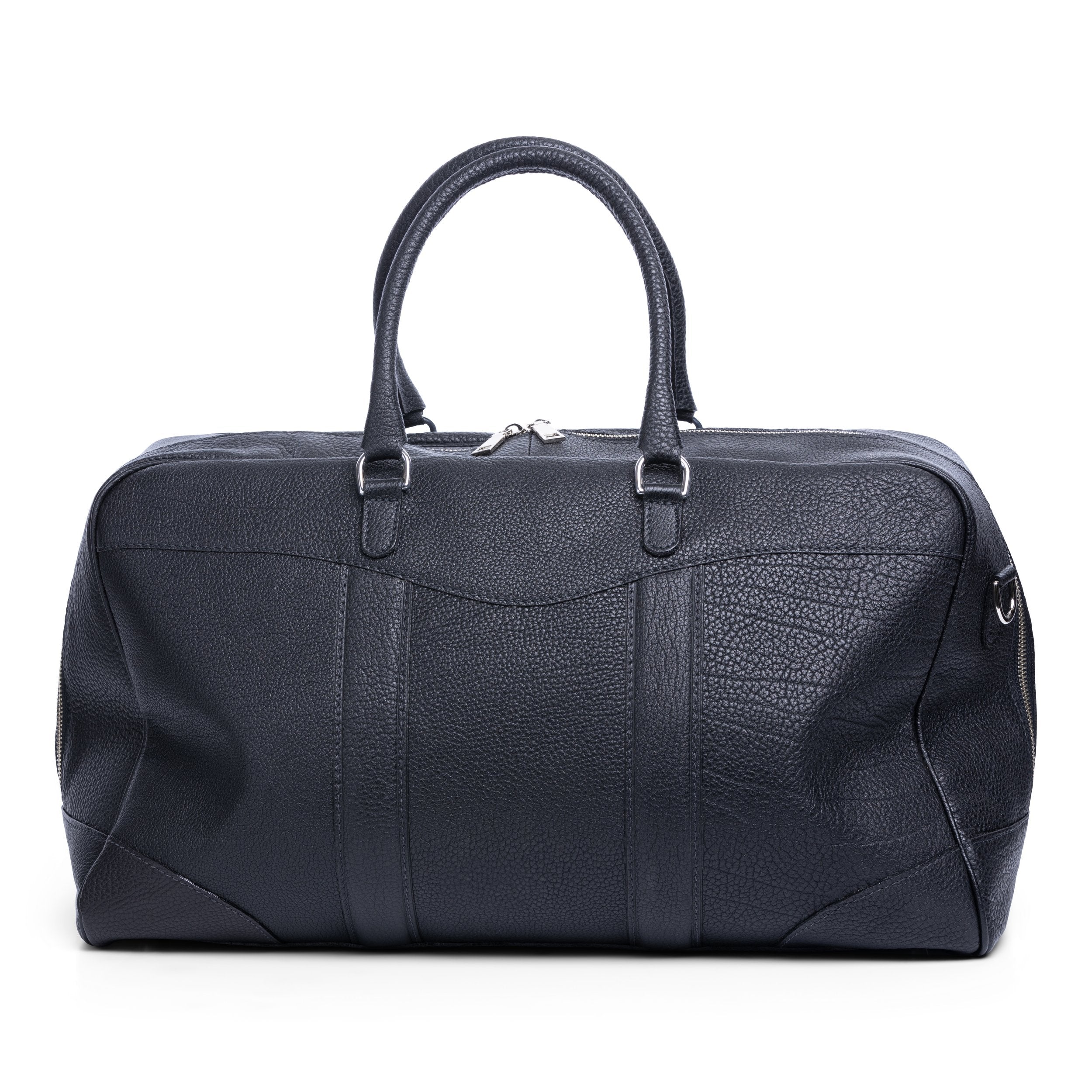 French Calf Pebble Grain Full Zip Duffel - Black