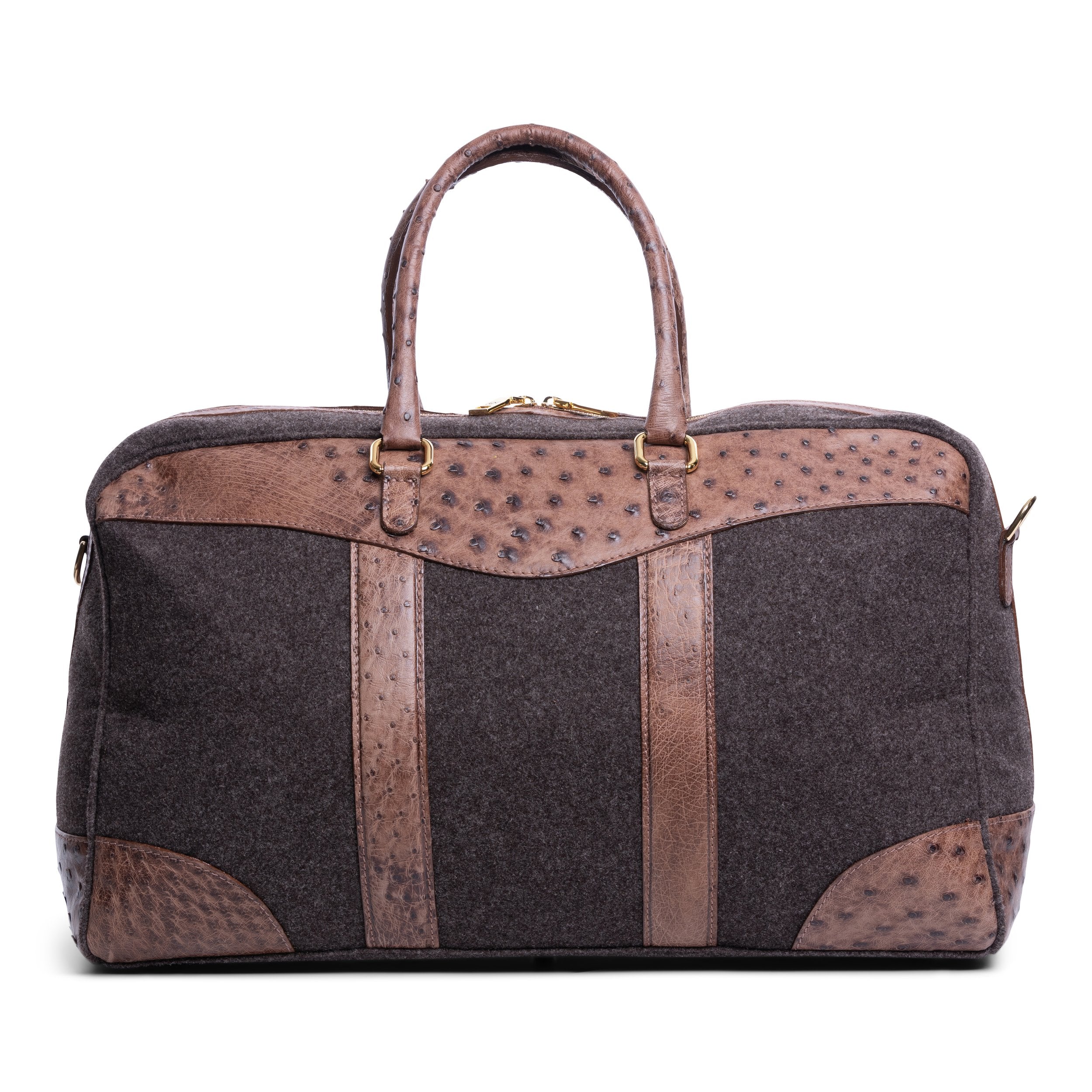 Wool & Ostrich Duffel in Heather Brown