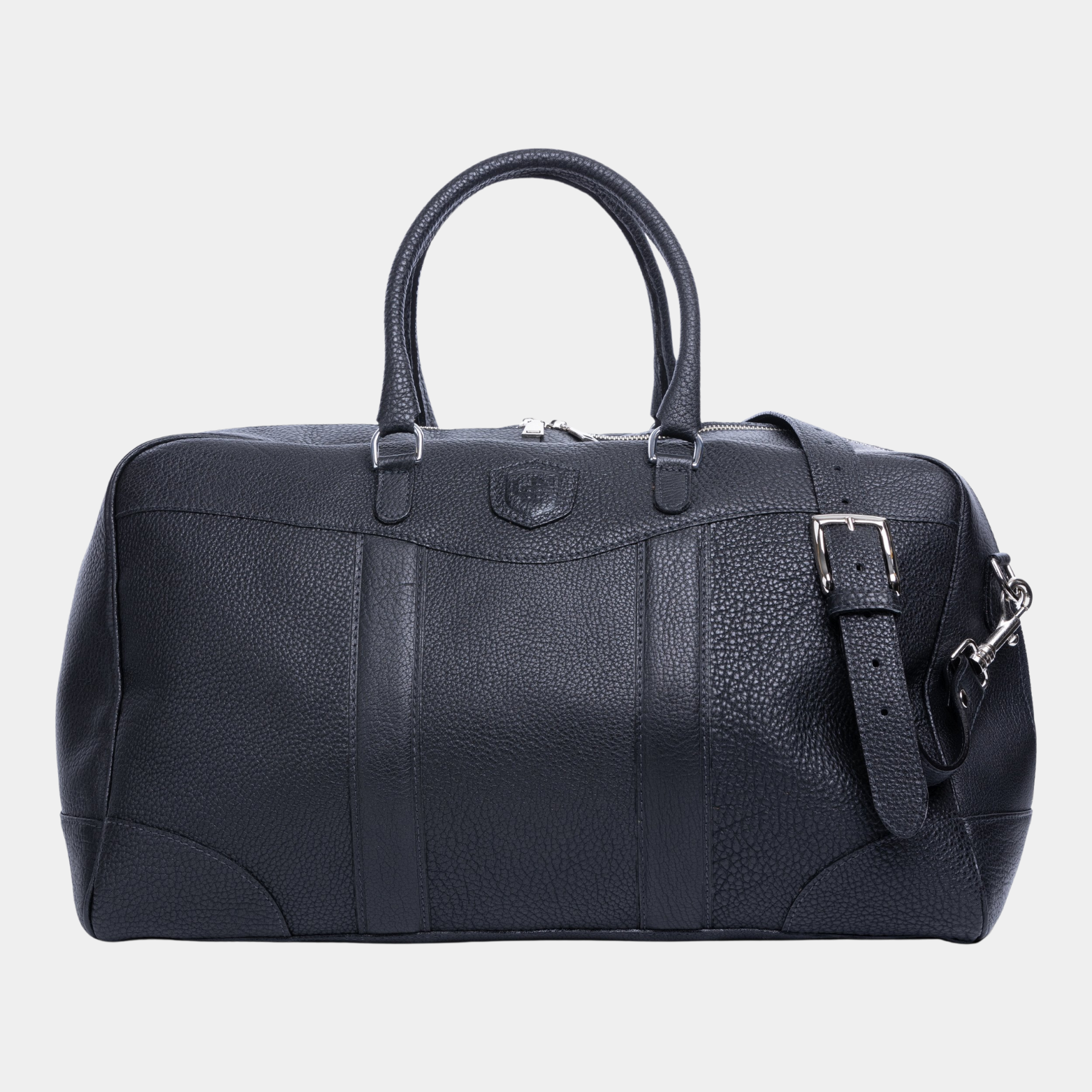 French Calf Pebble Grain Full Zip Duffel - Black