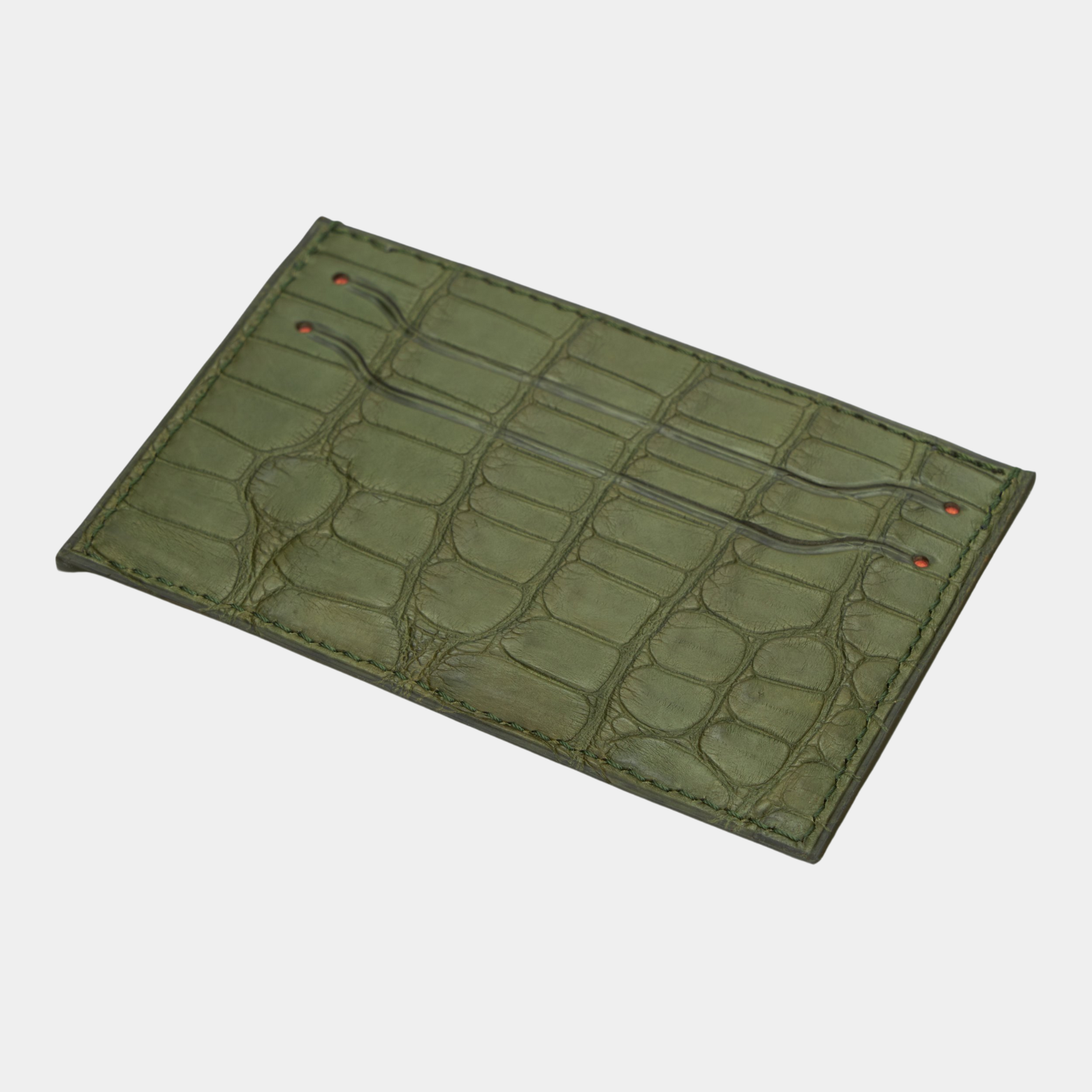 American Alligator Card Case - Olive