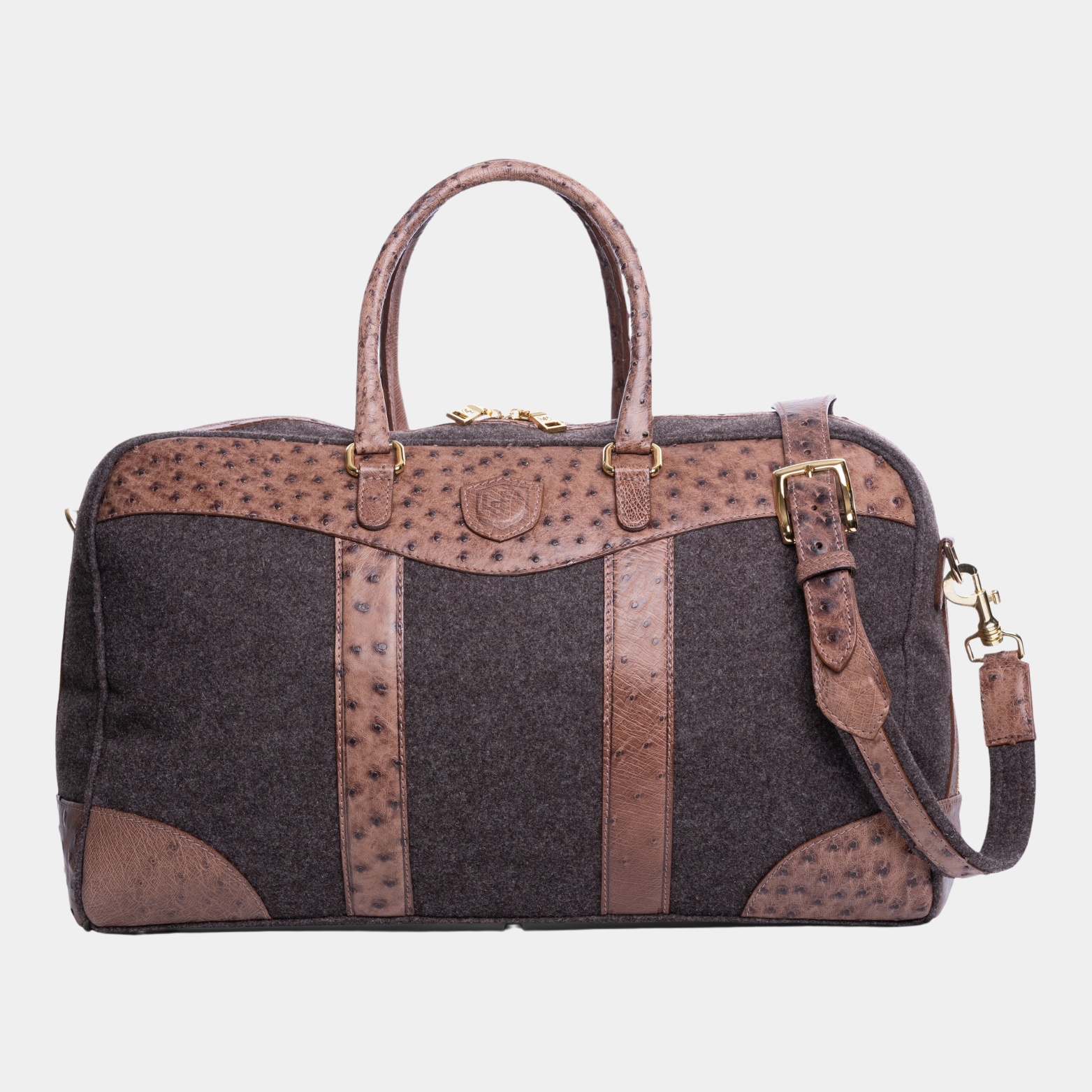 Wool & Ostrich Duffel in Heather Brown
