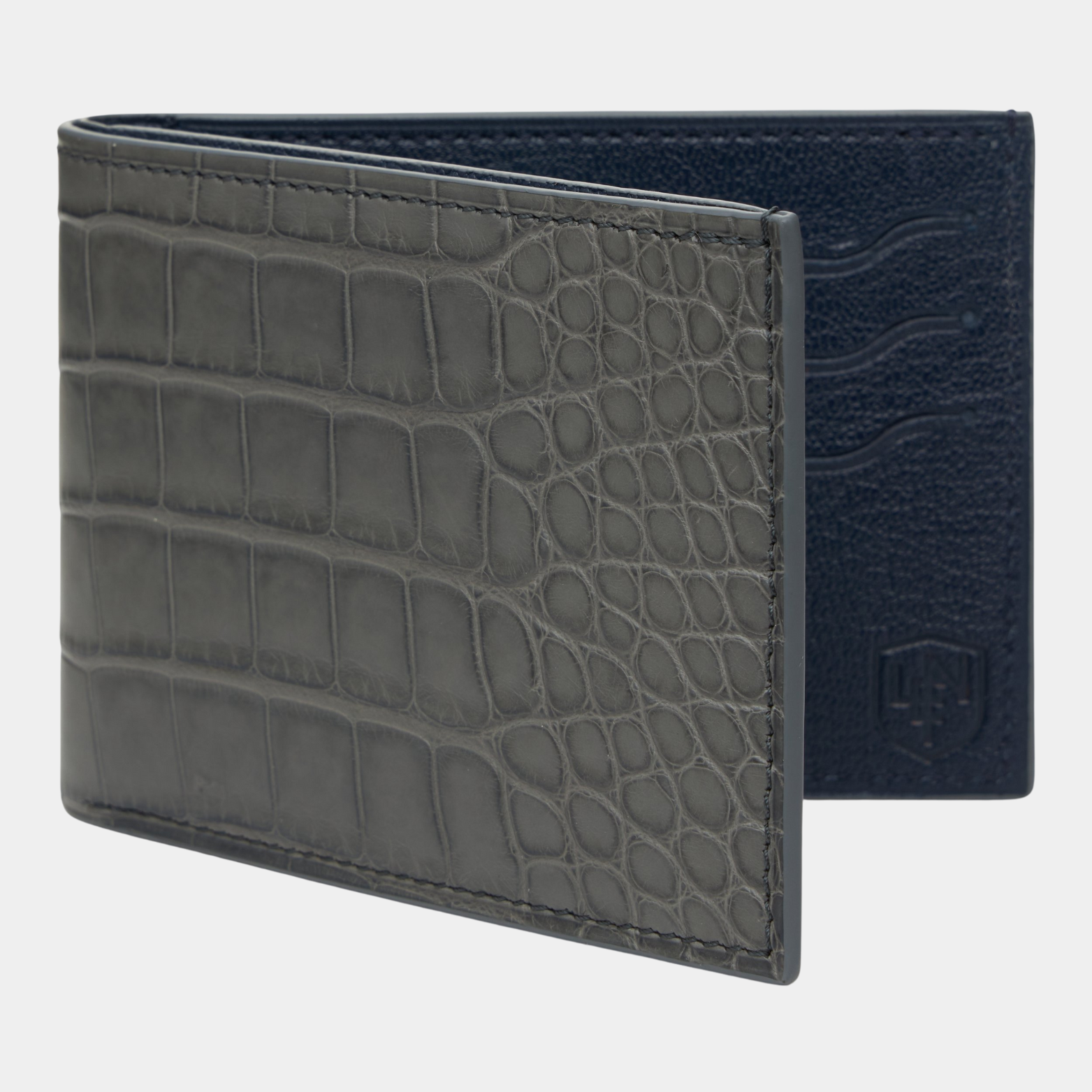 American Alligator Sport Bifold - Grey & Navy