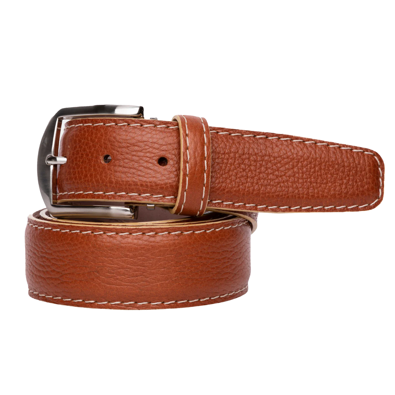 French Pebble Grain - Cognac w/ Beige Edge & Border Stitch