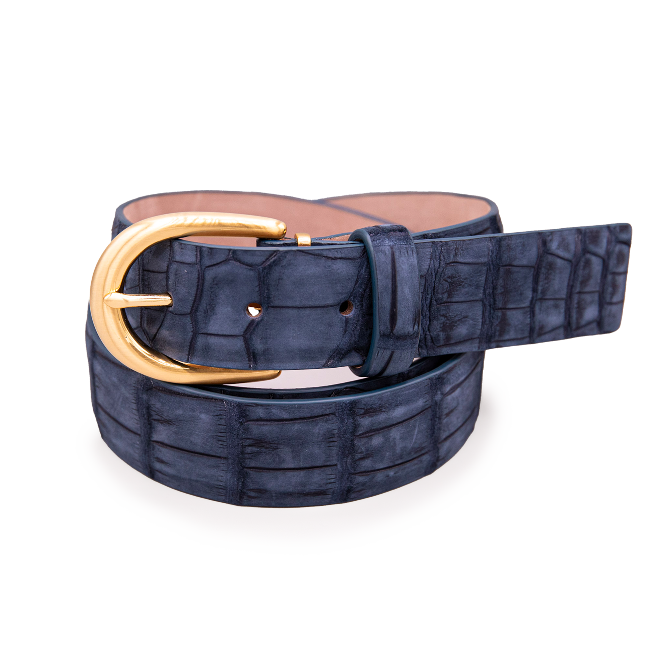 Buffed Alligator Belt | Navy