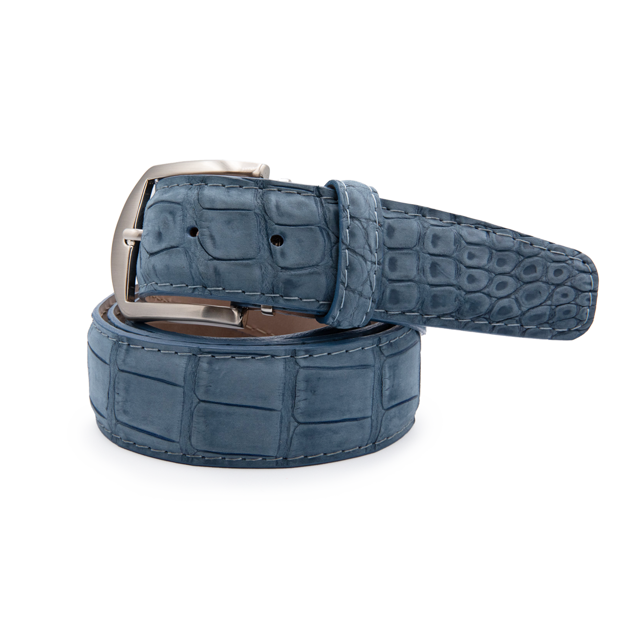 Buffed American Alligator - Denim Blue