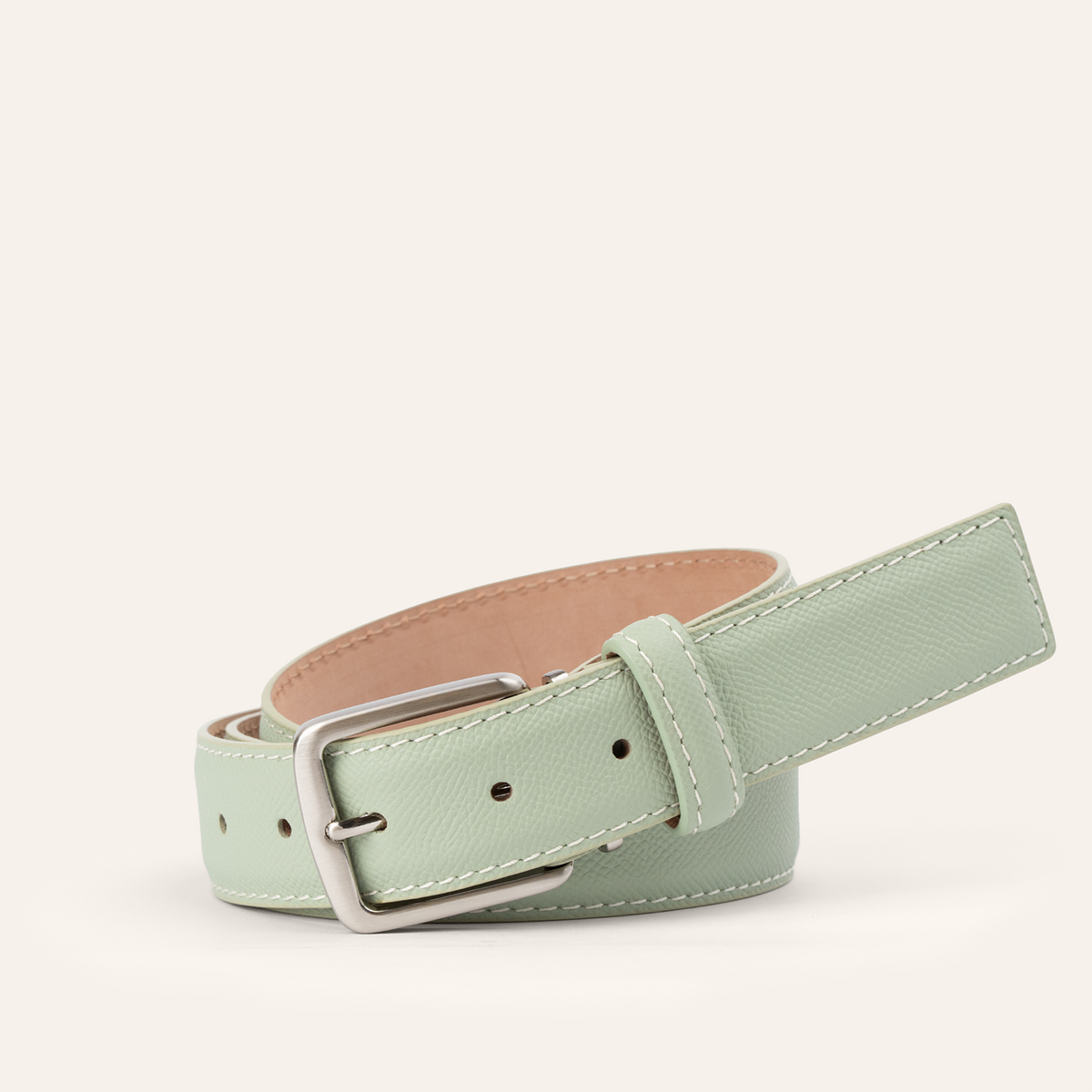Epsom - Mint with Ivory Stitch