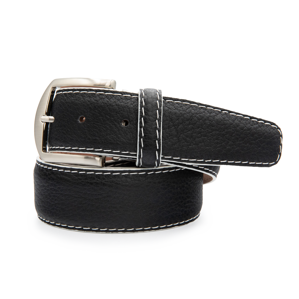 French Pebble Grain - Black w/ White Edge & Border Stitch