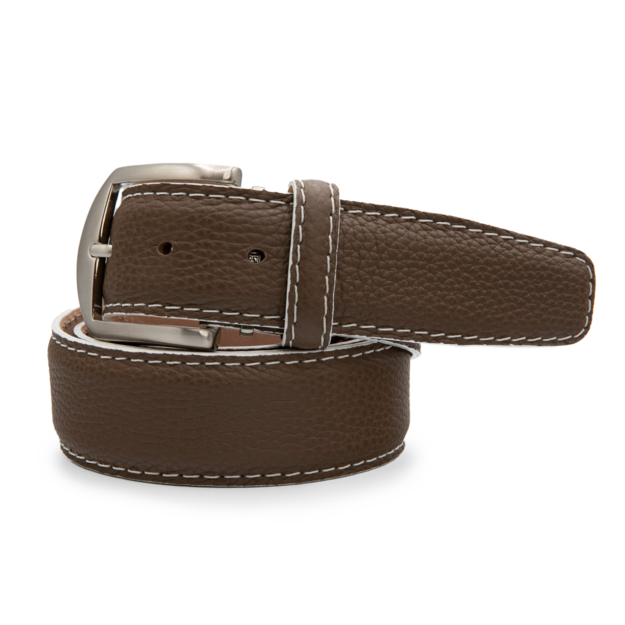 French Pebble Grain - Mocha w/ White Edge & Border Stitch