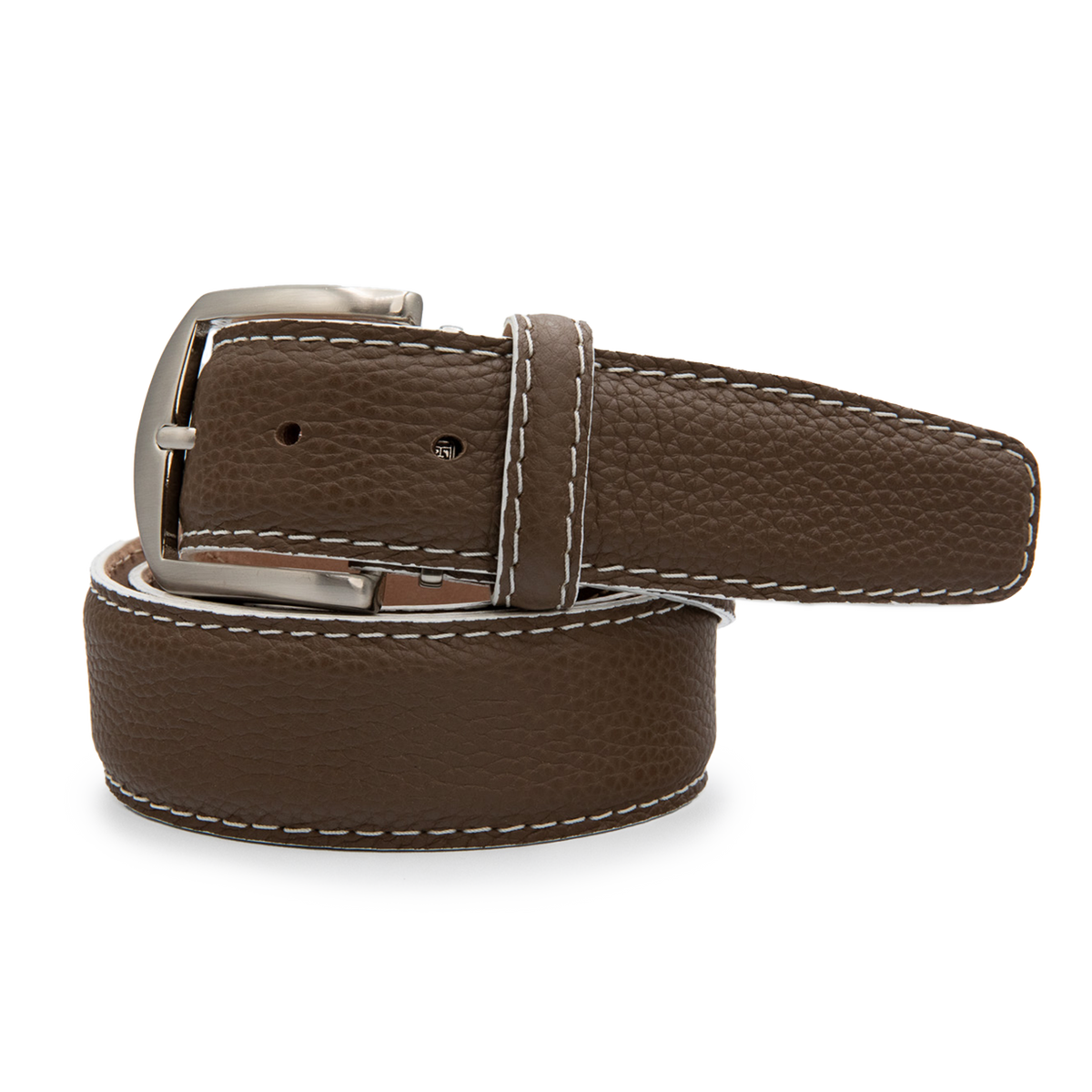 French Pebble Grain - Mocha w/ White Edge & Border Stitch