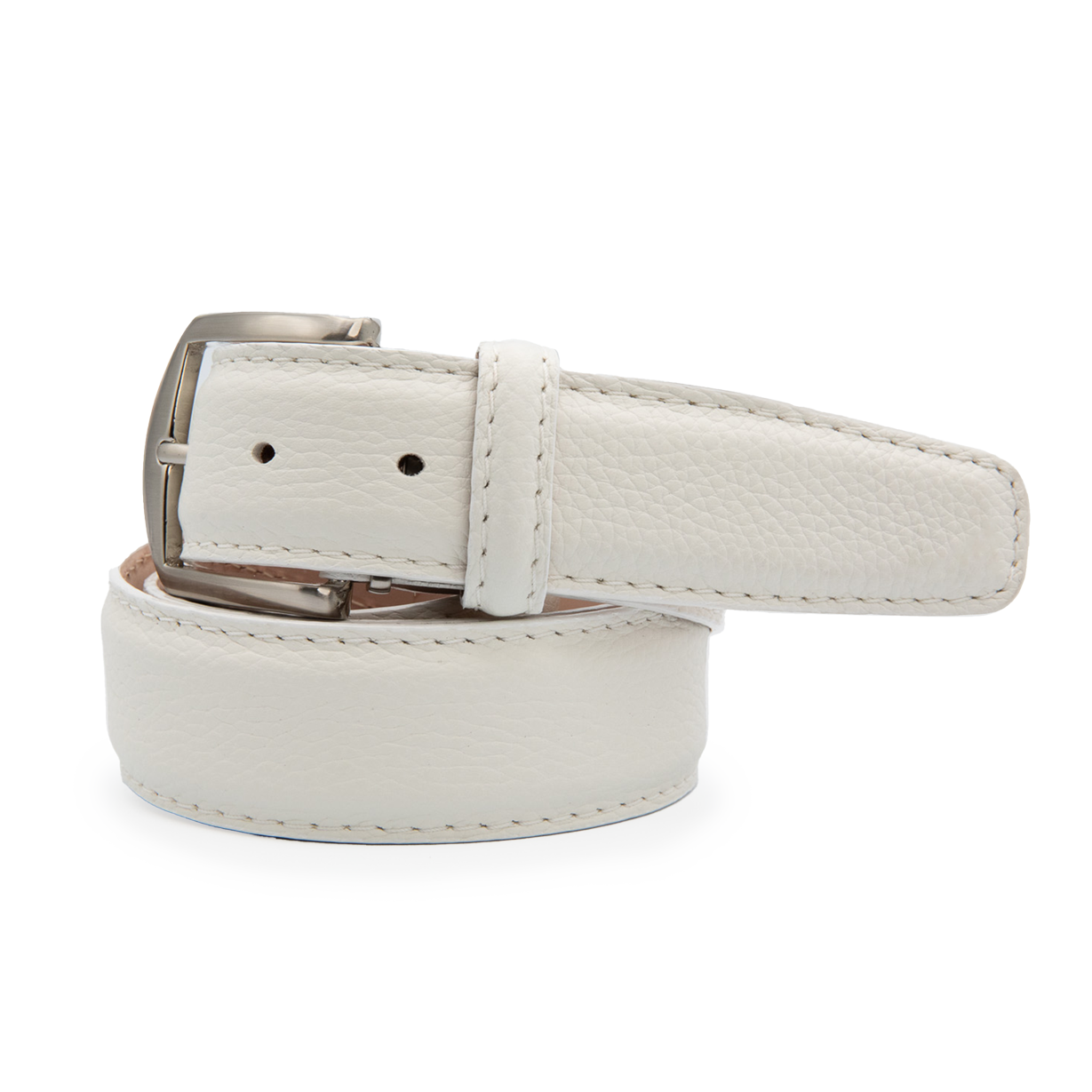 French Pebble Grain - White w/ White Stitching