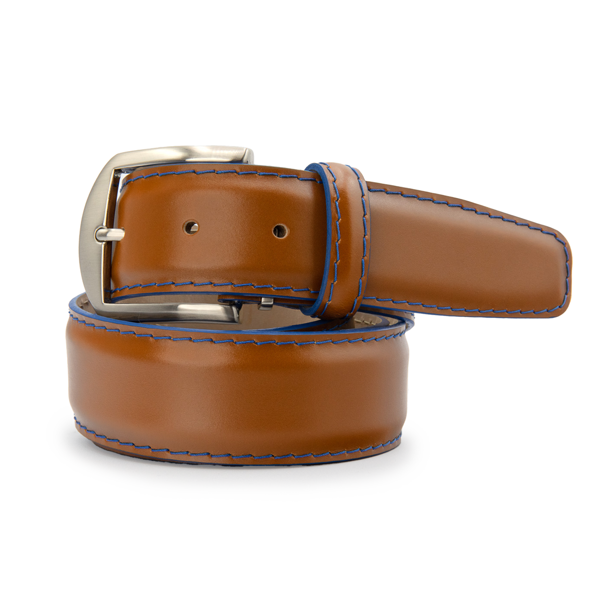 Italian Calf - Cognac w/ Denim Stitching