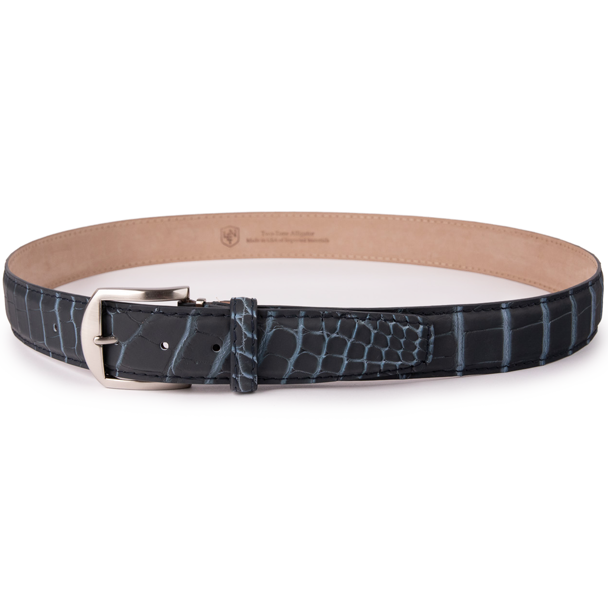 Ultra-Matte Two-Tone American Alligator - Charcoal & Caribbean Blue