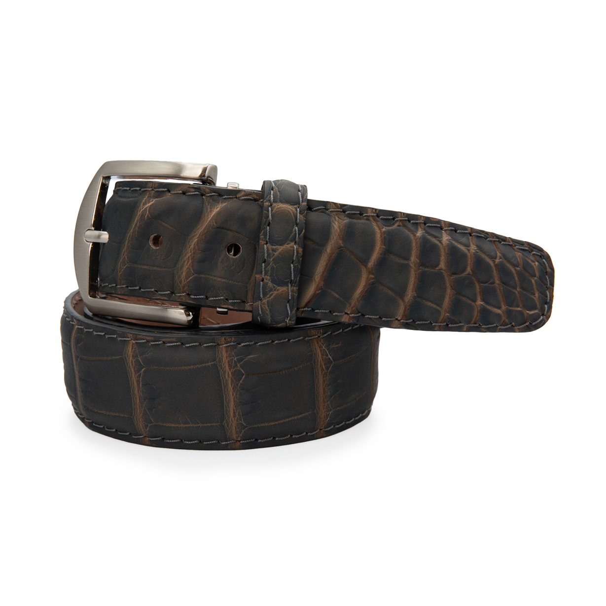Ultra-Matte Two-Tone Alligator- Charcoal & Mink