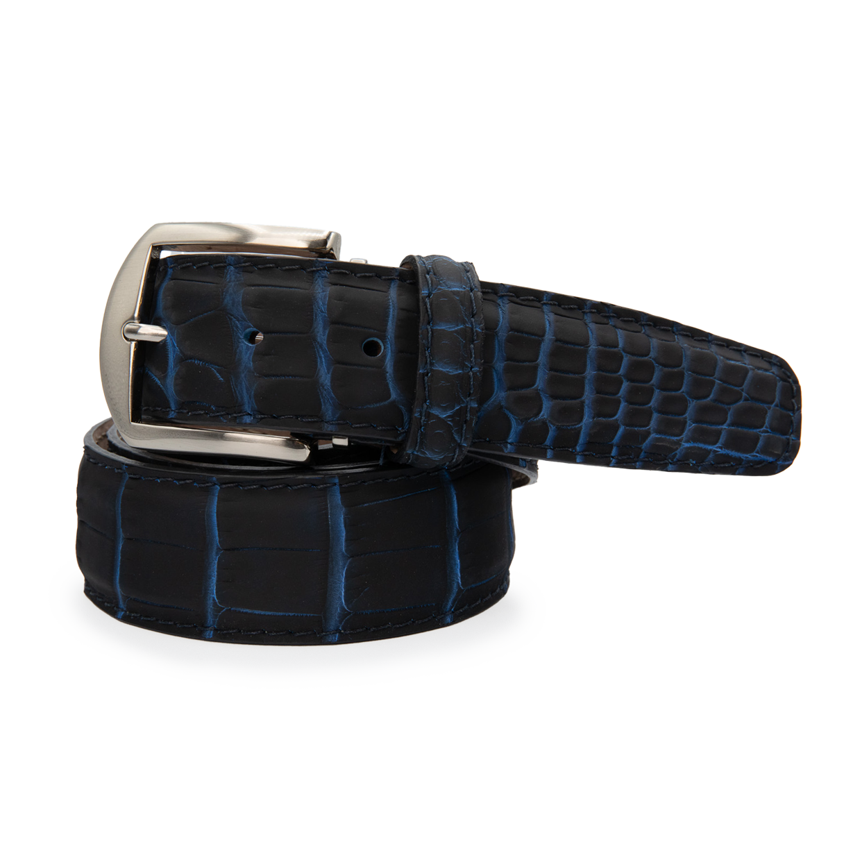 Ultra-Matte Two-Tone American Alligator - Navy & Sapphire Blue