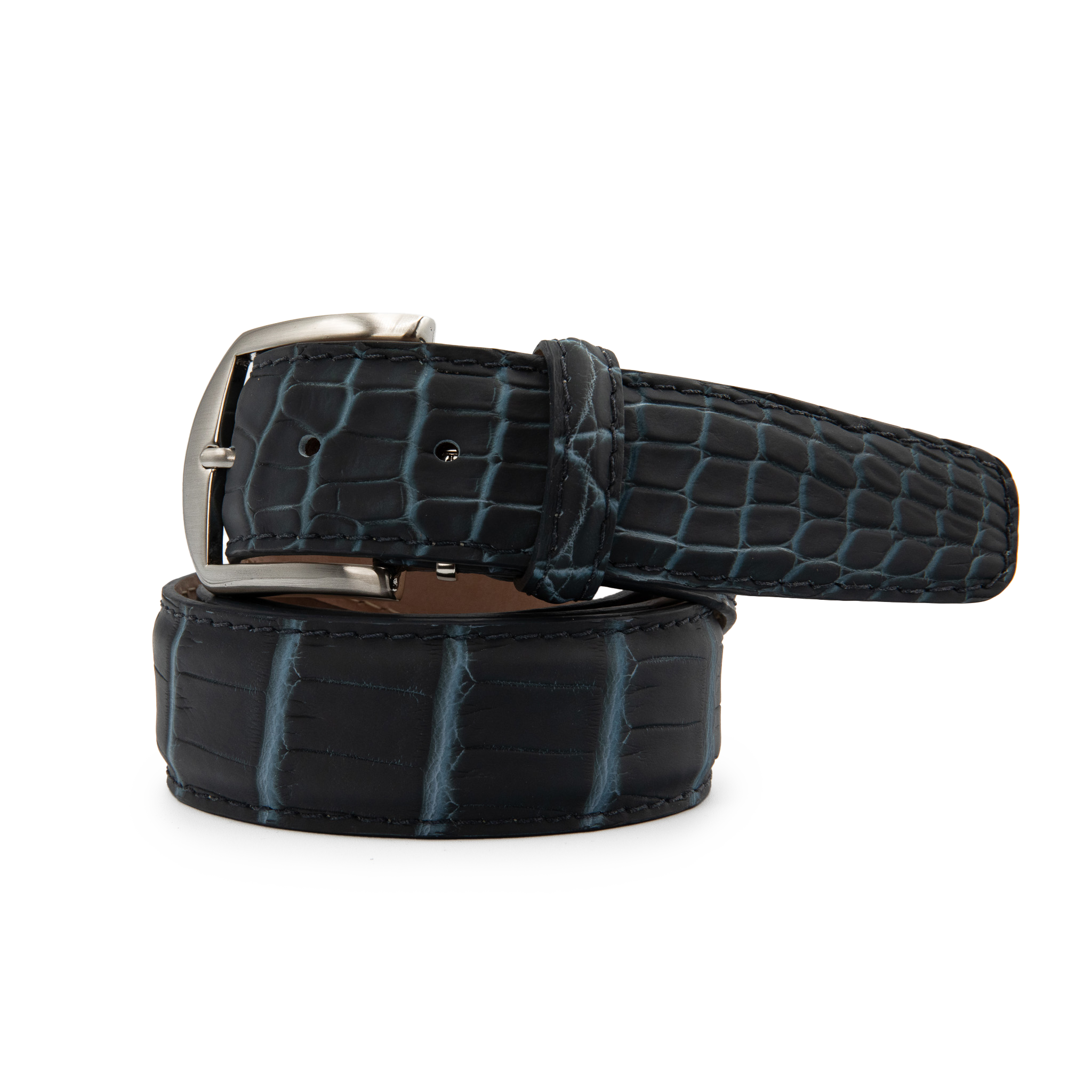 Ultra-Matte Two-Tone American Alligator - Charcoal & Caribbean Blue