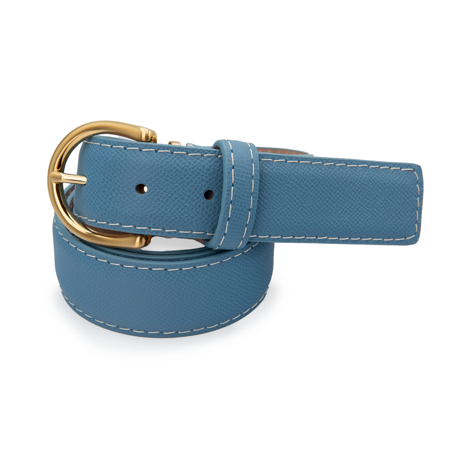 Women’s ice blue Epsom leather belt with buckle