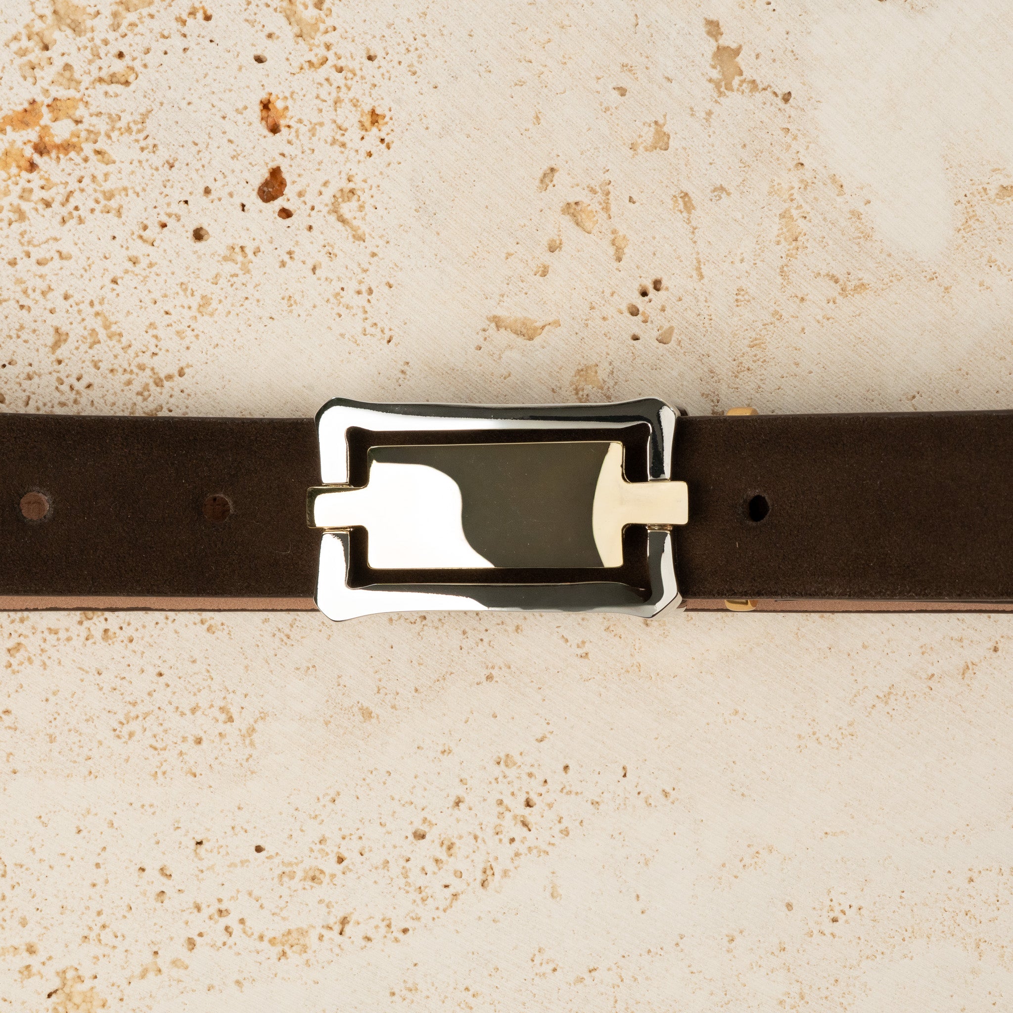 25mm Rectangular Inset Buckle - Light Gold Palladium - 1691/25/G