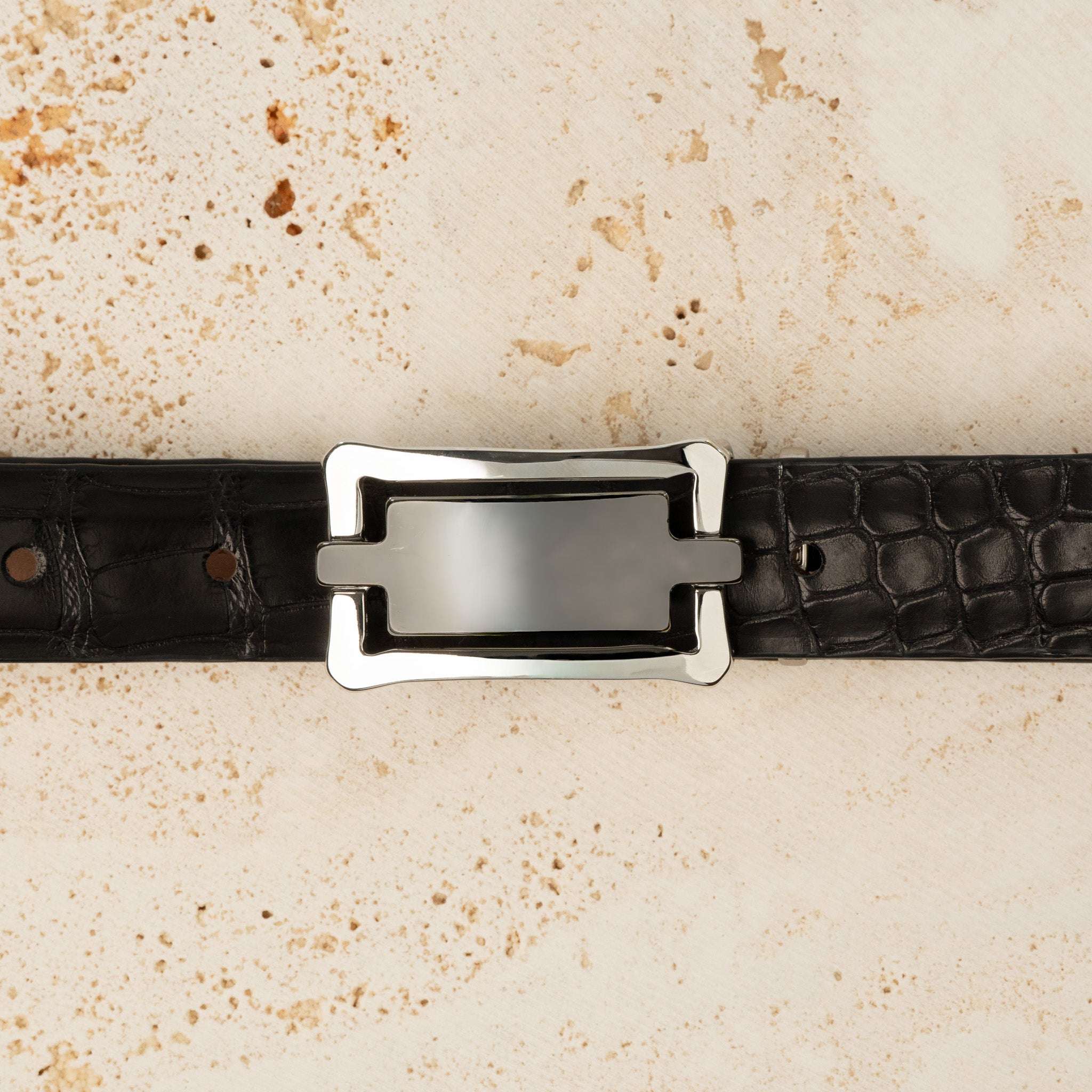 25mm Rectangular Inset Buckle - Shiny Gunmetal Palladium - 1691/25/N