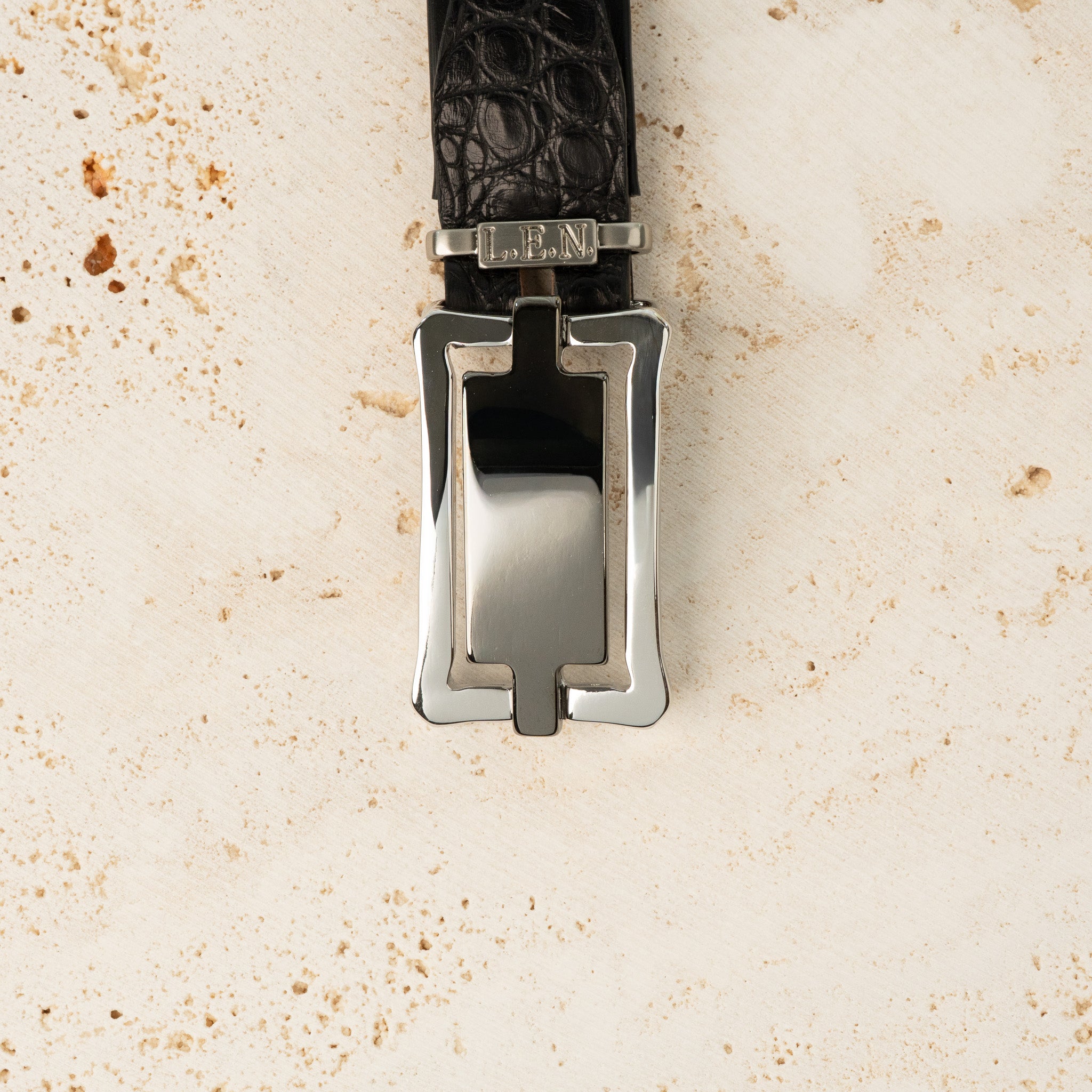 25mm Rectangular Inset Buckle - Shiny Gunmetal Palladium - 1691/25/N