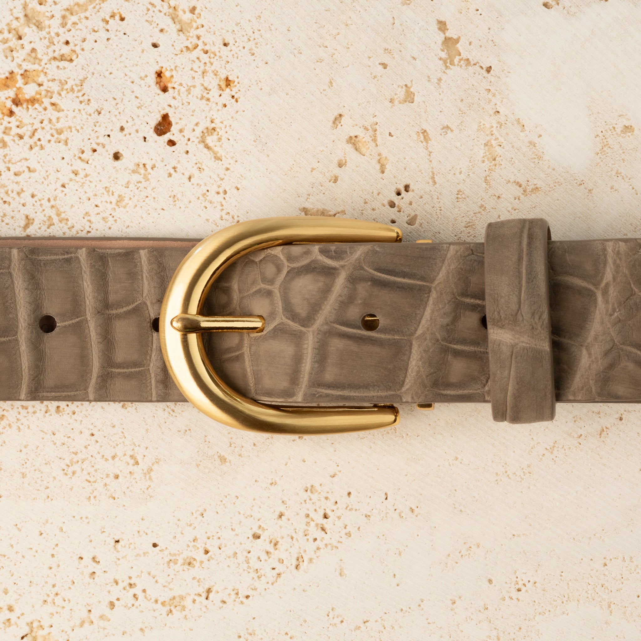 35mm Solid Brass Chunky Oblong Buckle - Matte Gold - 3380/35/G