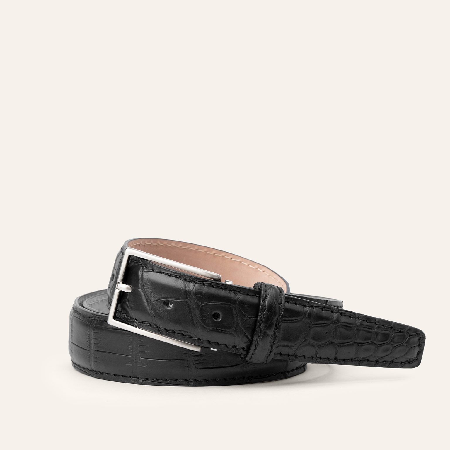 Matte American Alligator - Black 35mm