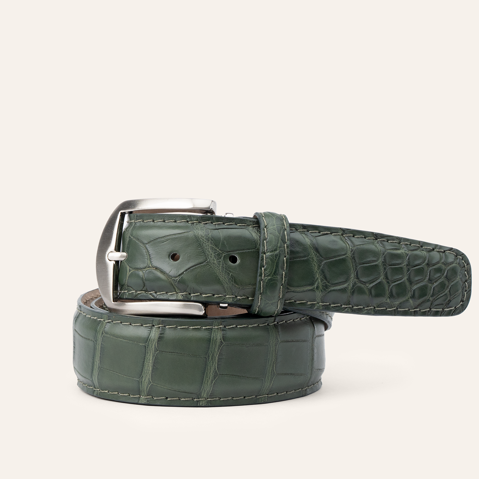 Matte American Alligator - Dark Green