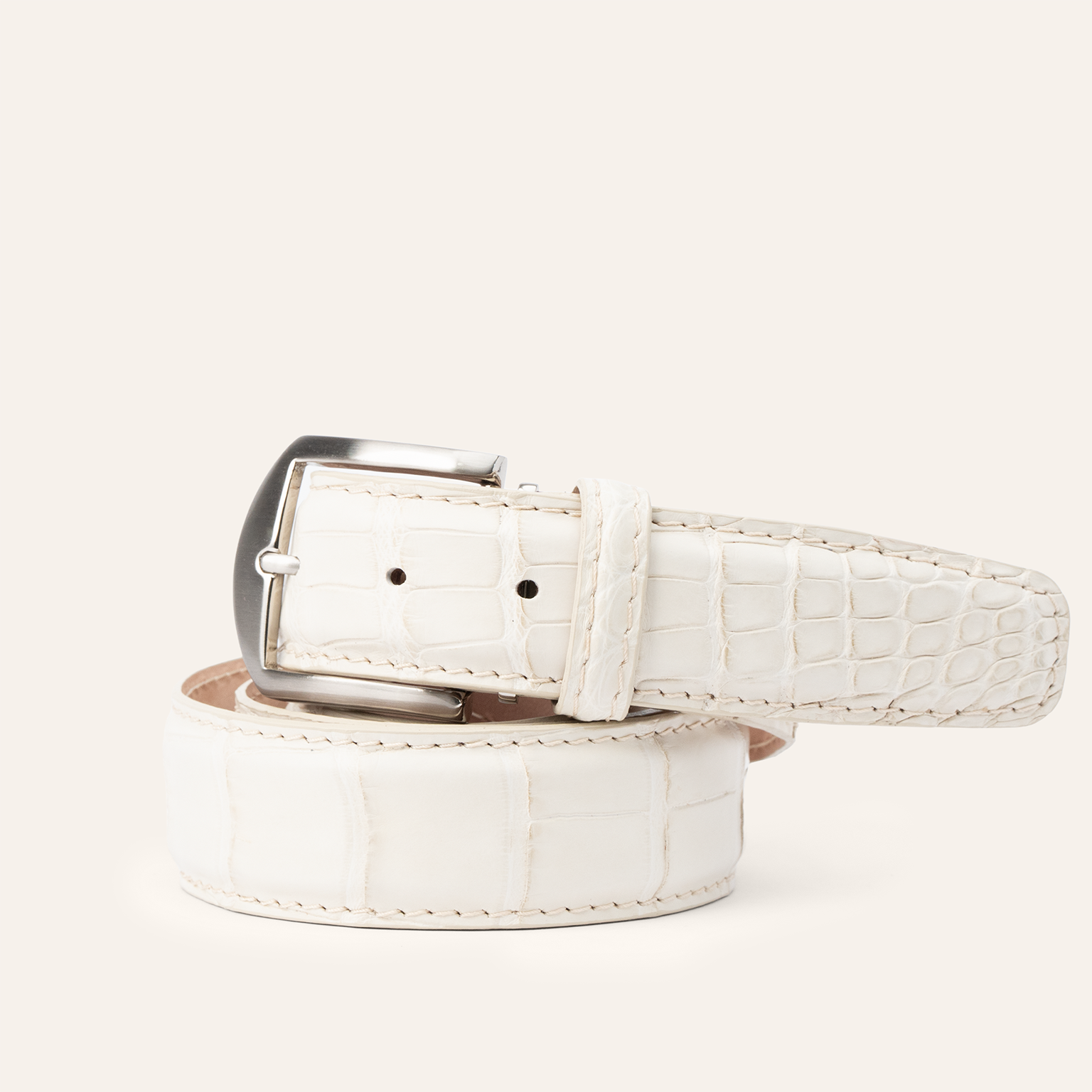 Matte American Alligator - White Smoke