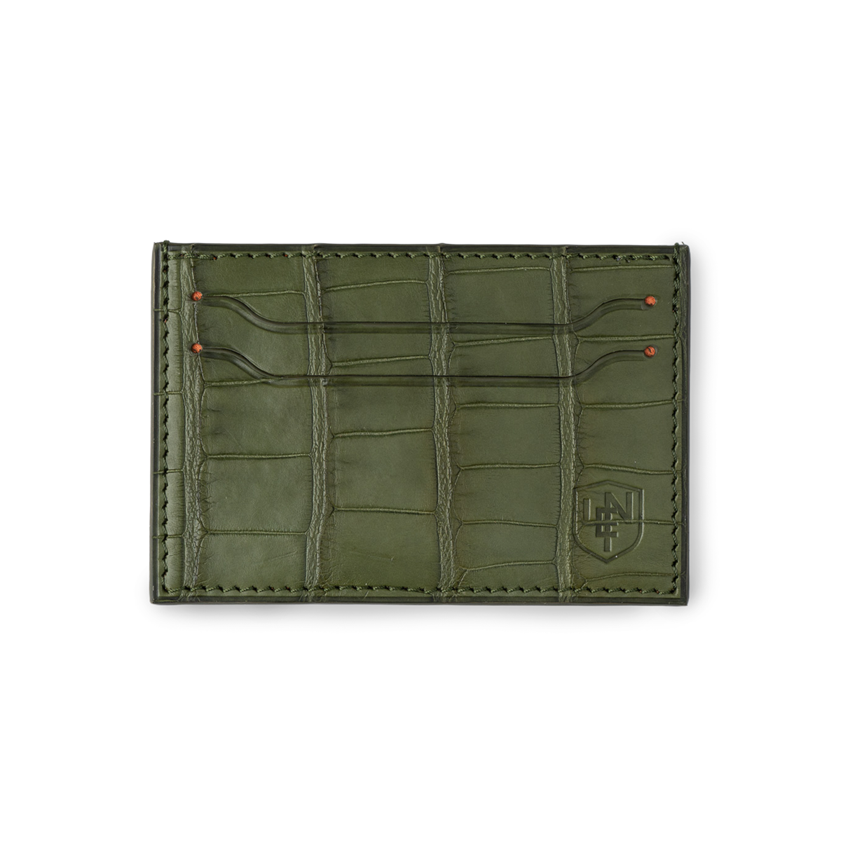 American Alligator Card Case - Olive