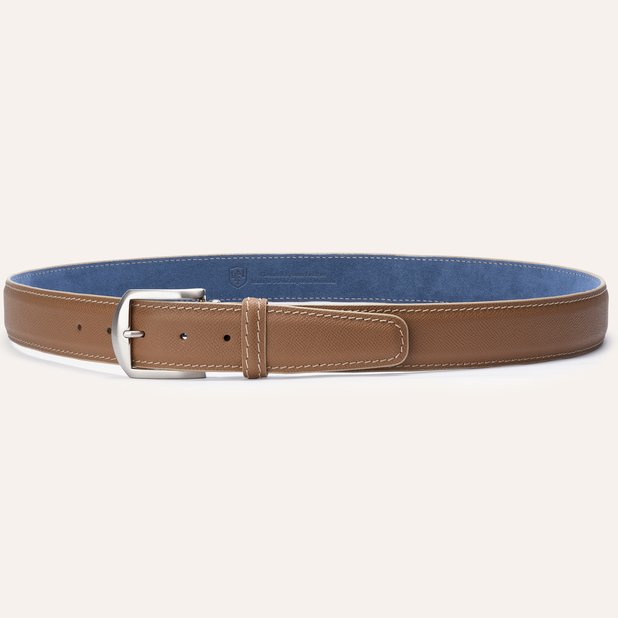 Epsom - Caramel with Blue Jean Alcantara Lining