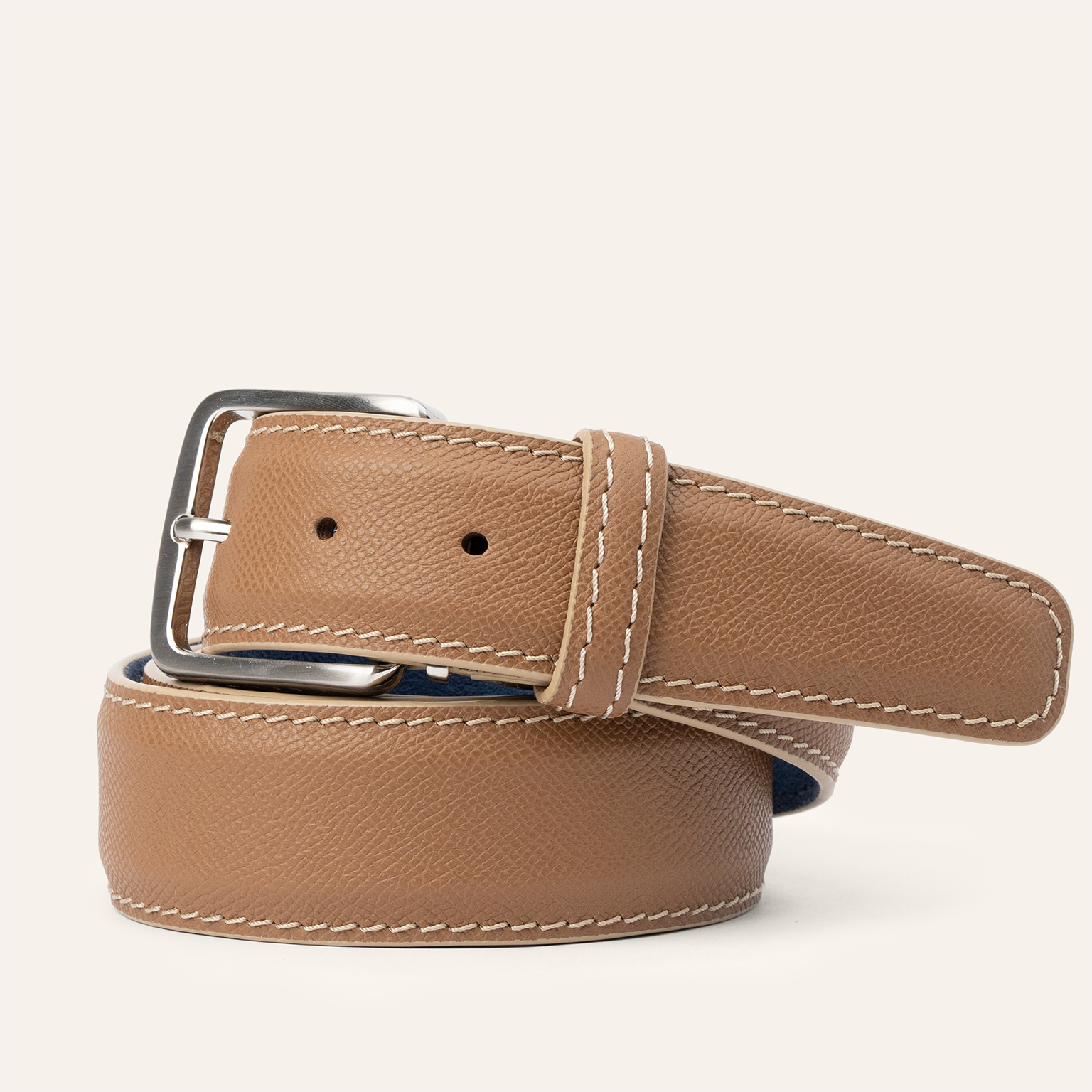 Epsom - Caramel with Blue Jean Alcantara Lining