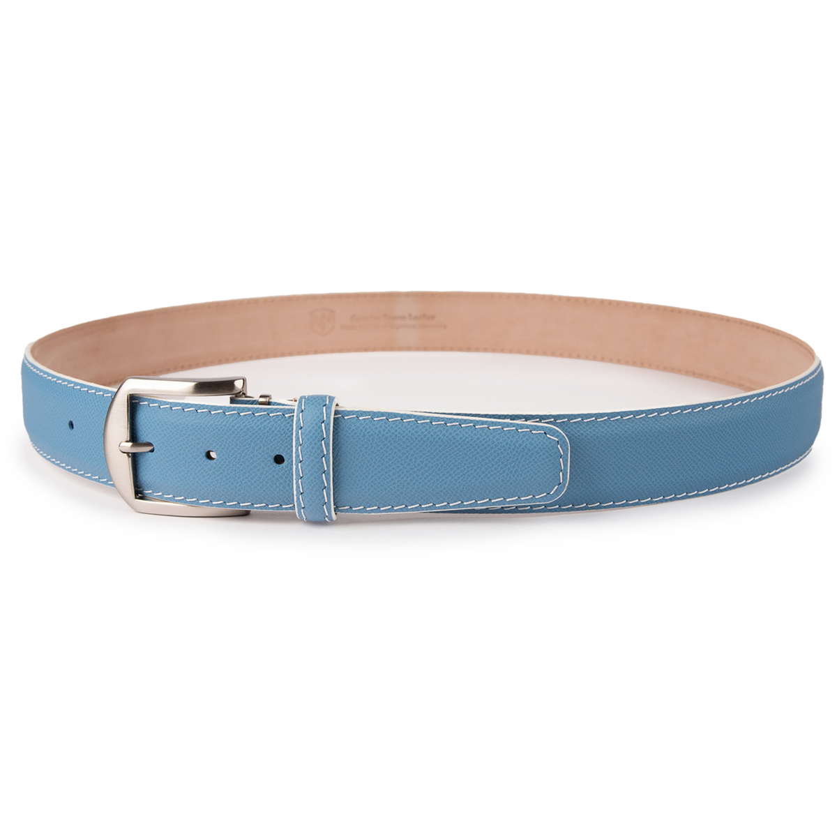 Belt – Epsom Ice Blue and White Stylish Leather Belt display picture 2