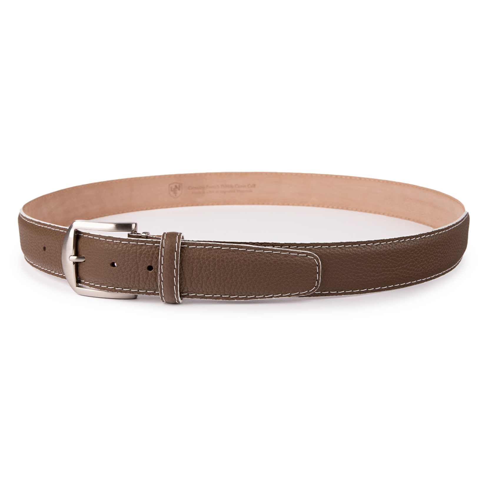 French Pebble Grain - Mocha w/ White Edge & Border Stitch