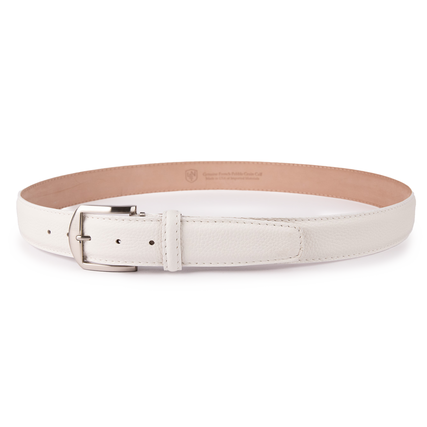 French Pebble Grain - White w/ White Stitching