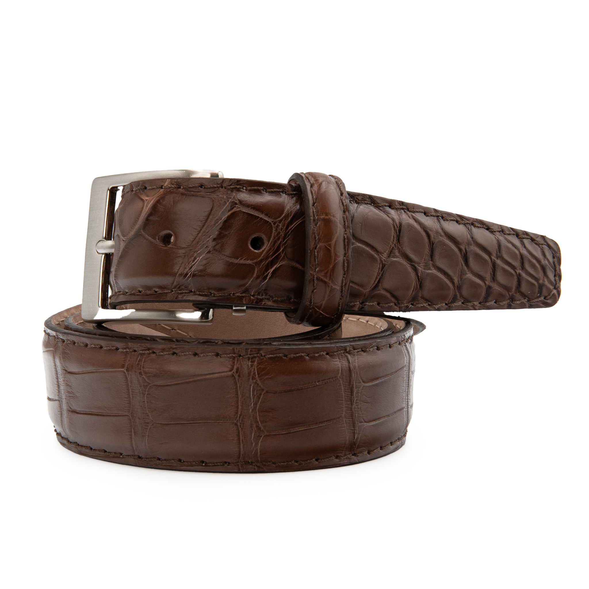 tobacco belt buckle Anderson's Brown Suede Leather 30 mm Dapper Classics belts are handcrafted in Arizona 1988 Red Man Chewing Tobacco