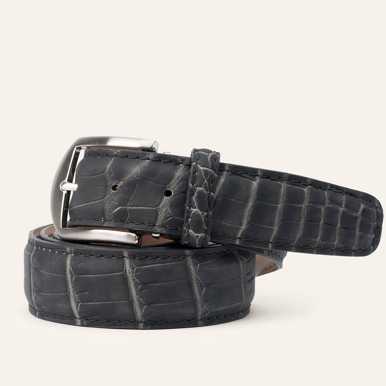 Ultra-Matte Two-Tone American Alligator - Black & Grey