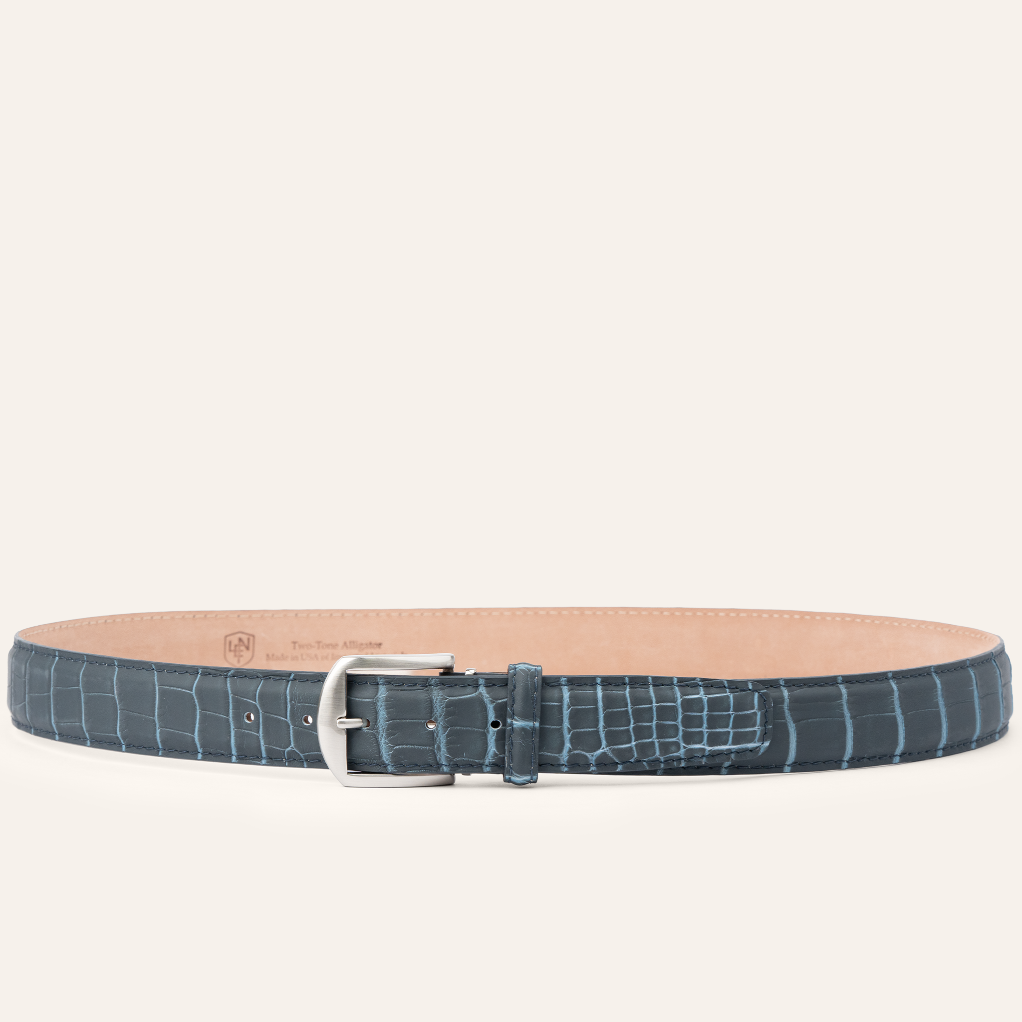 Ultra-Matte Two-Tone American Alligator - Charcoal & Caribbean Blue