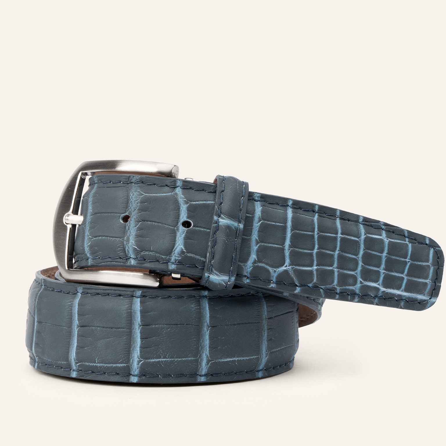 Ultra-Matte Two-Tone American Alligator - Charcoal & Caribbean Blue