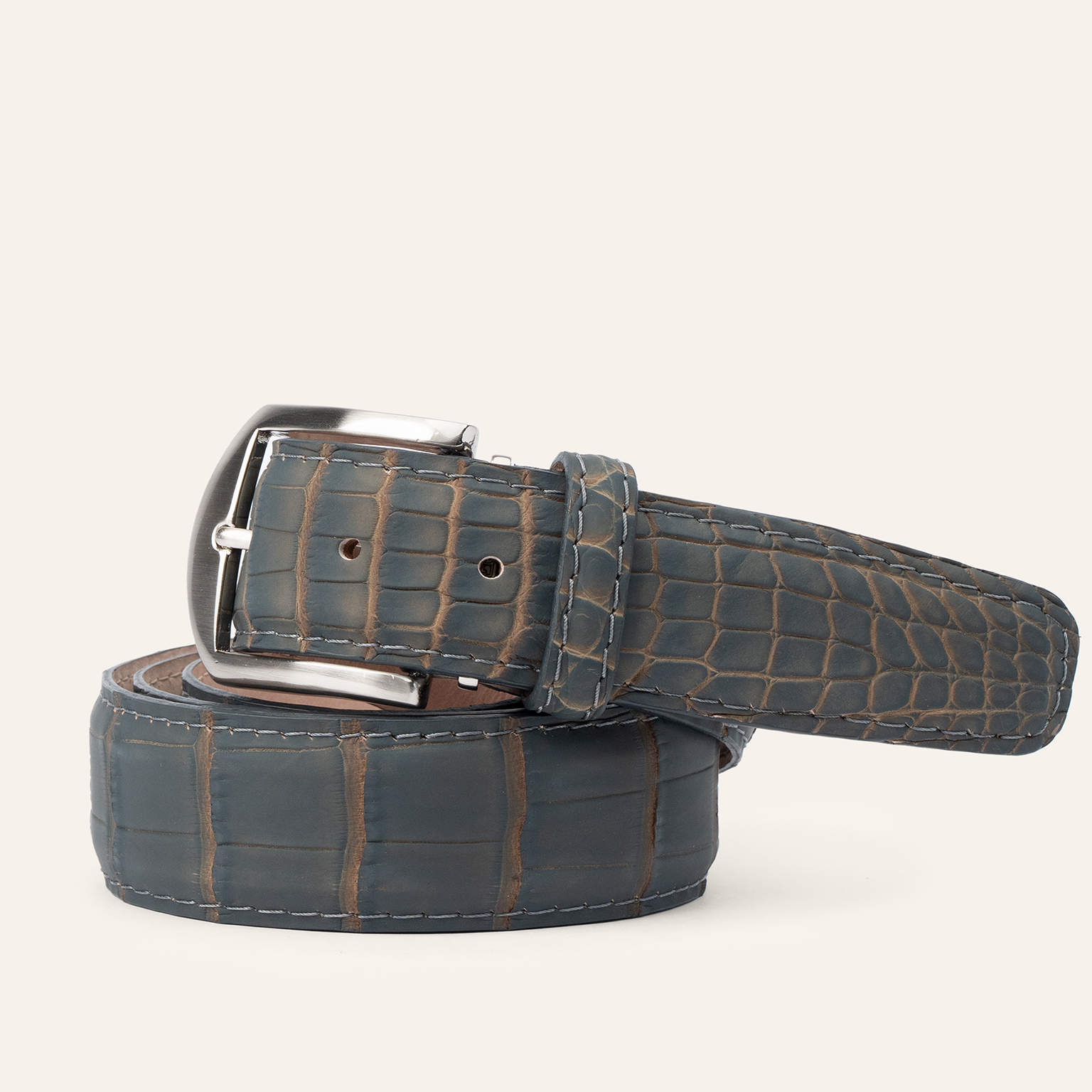 Ultra-Matte Two-Tone Alligator- Charcoal & Mink