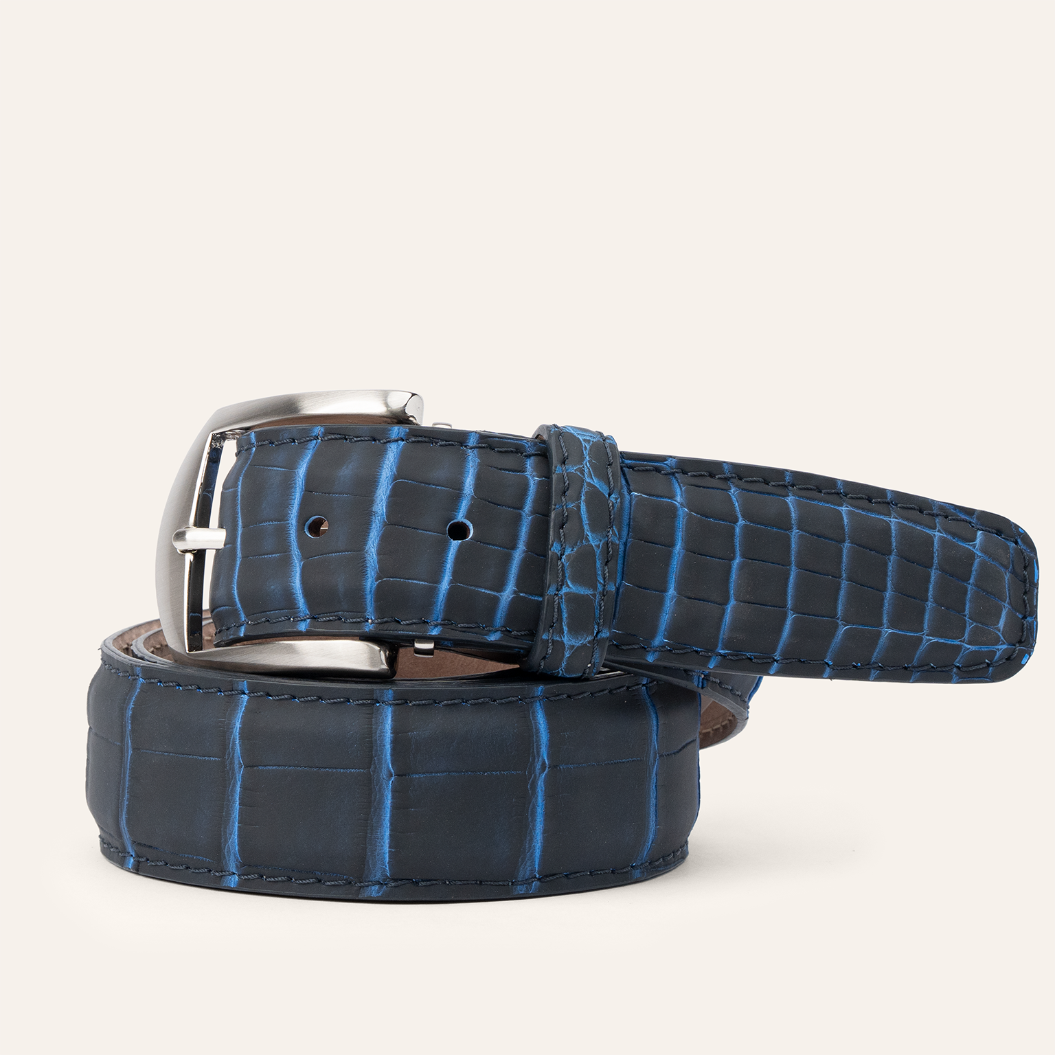 Ultra-Matte Two-Tone American Alligator - Navy & Sapphire Blue