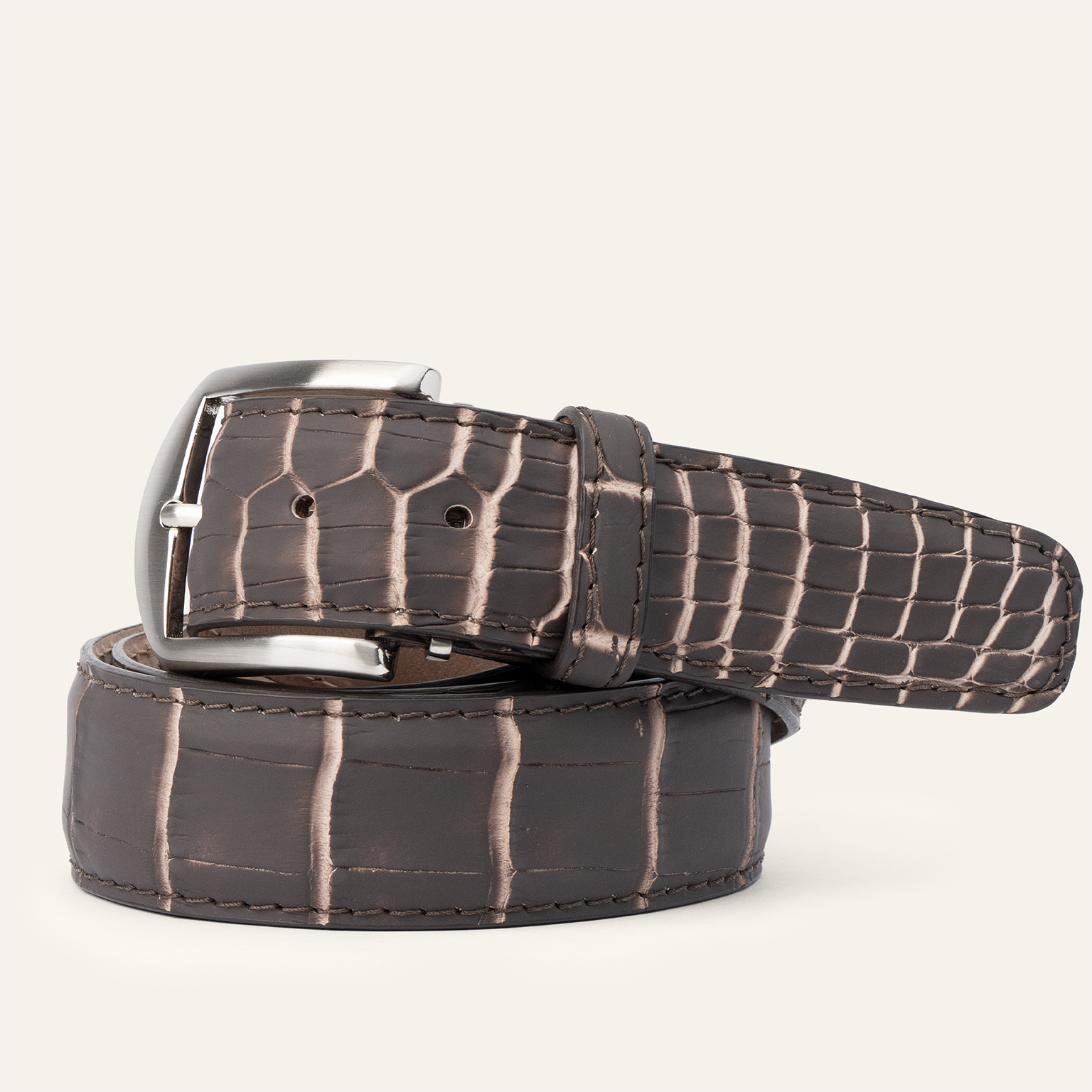 Ultra-Matte Two-Tone American Alligator - Whiskey & Beige