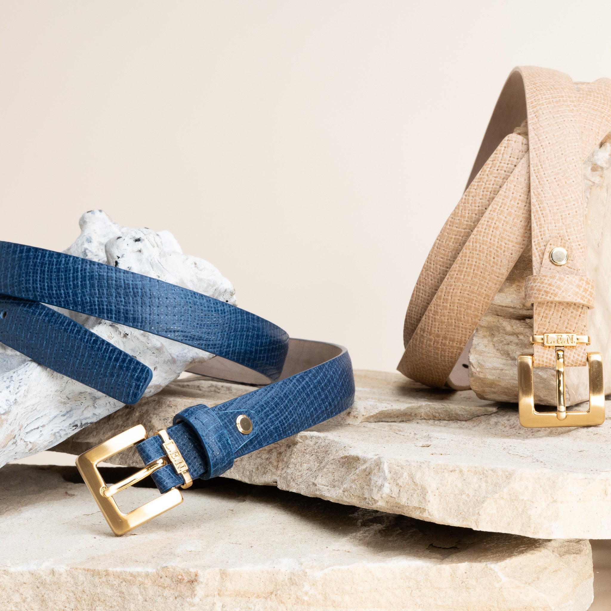 Dotted Braid Belt - Navy Alligator Trim | LEN Lifestyle